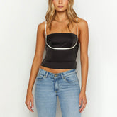 Black Square Neck Strap Top